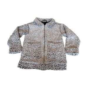 Love Women's Full Zip Fleece Sherpa Jacket Pockets Black/White Size Small